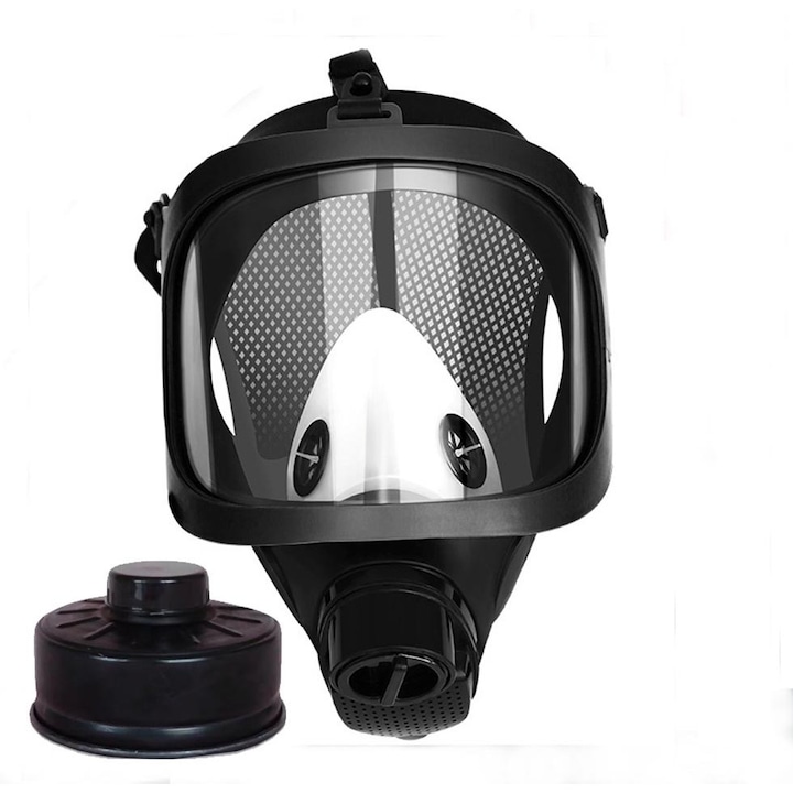Set Ochelari si Masca de Protectie, bedee, Masca de protective respiratorie, Set masca integrala reutilizabila, Pentru Lucrul in Mediu Chimic, Protectie Impotriva Vaporilor, Vopselei sau Prafului, Negru