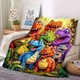 Patura de flanel cu un design cu dinozauri zambitori, potrivita pentru copii, cadou de Craciun, 150*200CM