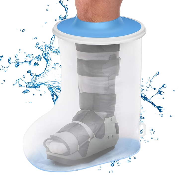 Protectie picior, Husa Impermeabile pentru Dus - Anti-Alunecare pentru Ghips, Tatuaje, Rani, Reutilizabile, Durabile, Unisex, Adulti, 42.5x33.5cm, Transparent