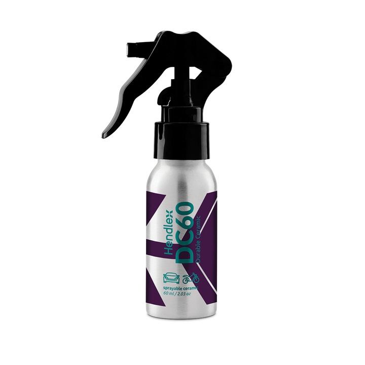 Protectie ceramica spray pentru caroserie si motociclete, Hendlex D60 Durable Ceramic, luciu profund, efect hidrofob, 12 luni, 60ml