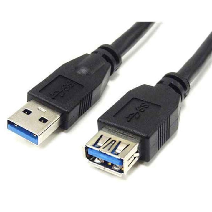 Cablu extensie, Reekin, USB 3.0 tata-mama, SuperSpeed, 1 m, Negru