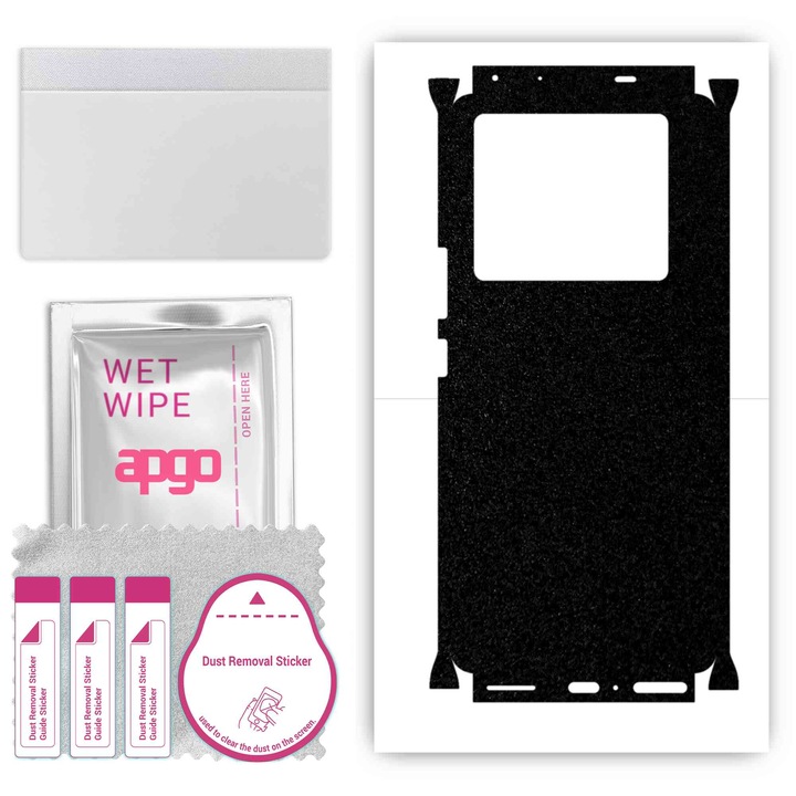 Folie de protectie pentru Infinix Note 40 – apgo Skins, anti-zgarieturi, autocolant pentru spate si laturi Negru mat