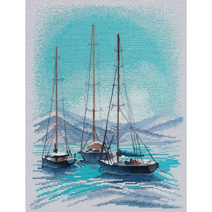 Комплект за бродерия на кръстат бод Oven "Лазурен голф" 20x27 см