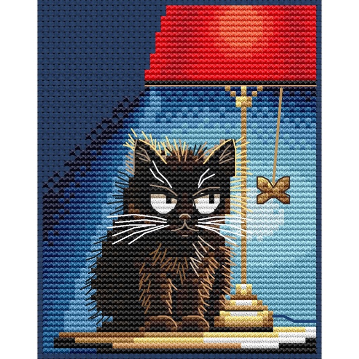 Комплект за бродиране с кръстат бод Collection D`Art "Защо съм черен?" 9.5x12 см