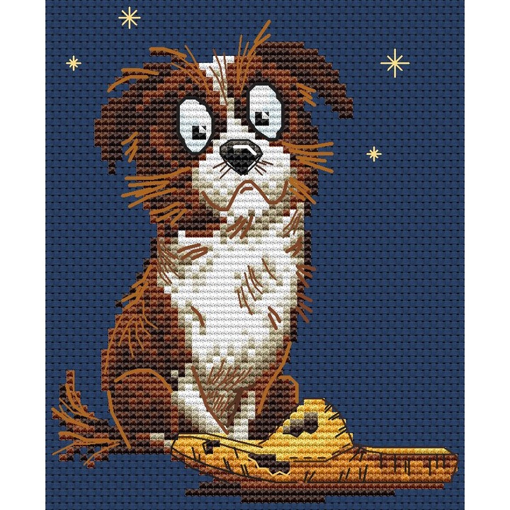 Комплект за бродиране с кръстат бод Collection D`Art "Приятелско лаене!" 11x13 см