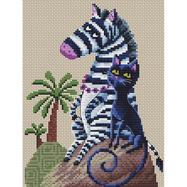 Комплект за бродиране с кръстат бод Collection D`Art "Черно и бяло" 15x20 см