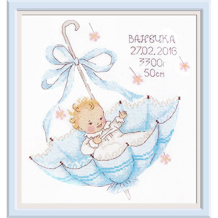 Комплект за бродиране с кръстат бод Oven "Малък подарък Джони" 20x23 см