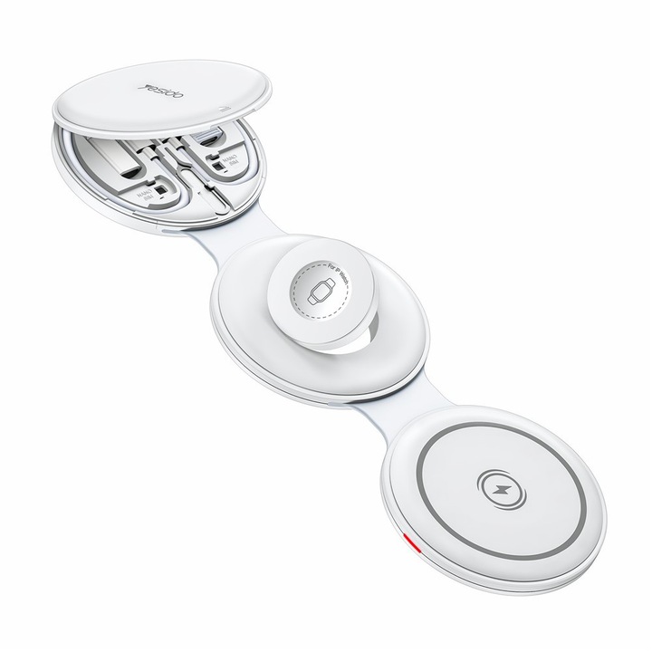 Statie de Alimentare 5 in 1 Pliabila pentru Telefon, Casti, Smartwatch, 15W, 9V/3A - Yesido (DS29) - White