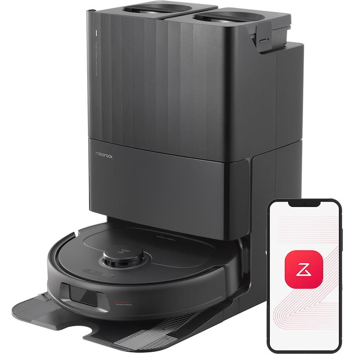Робот прахосмукачка Roborock Qrevo Plus, за сухо и мокро почистване с картографиране и Wi-Fi, 7000 Pa, черен