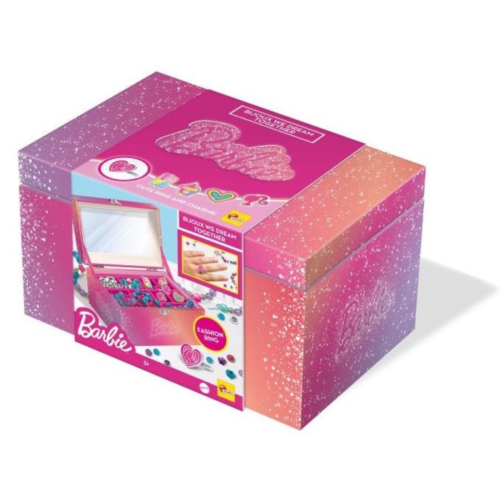 Bijuterii DIY, Lisciani, Barbie, Set cu cutie de bijuterii