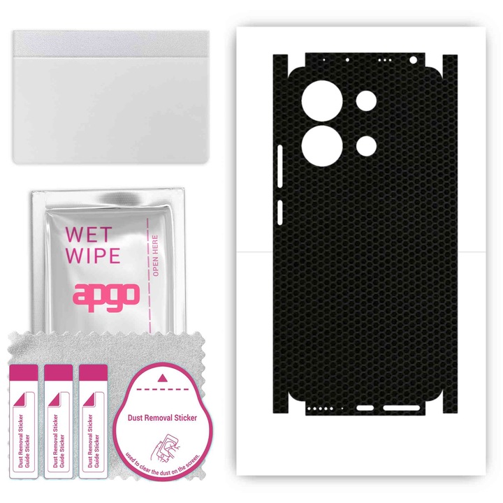 Folie de protectie pentru Xiaomi Redmi Note 13 4G – apgo Skins, anti-zgarieturi, autocolant pentru spate si laturi Matricea