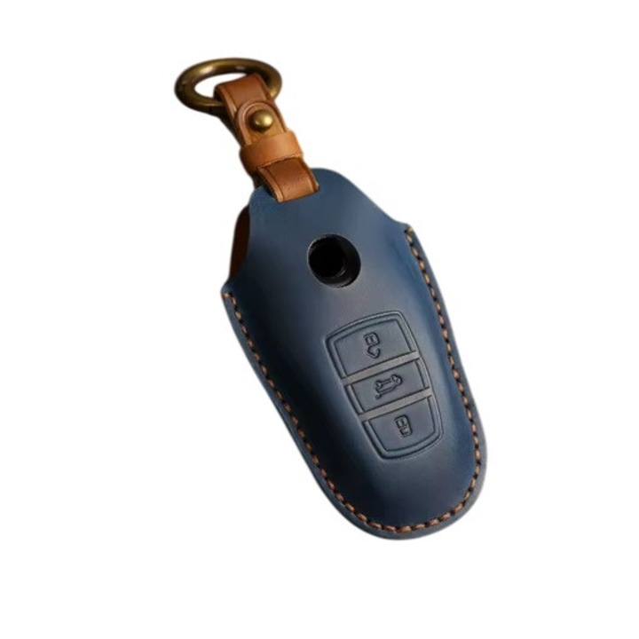 Husa din piele pentru cheie smart VW Volkswagen Touareg 2011-2018 albastru