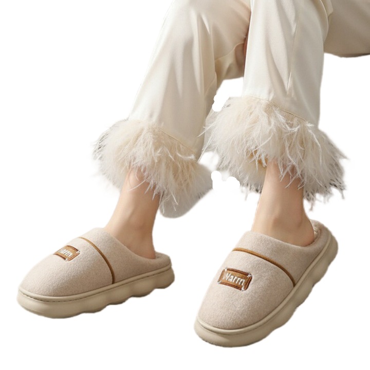 Пухкави домашни чехли A-812bej 121926, Бежов, 40-41