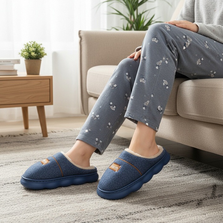 Papuci de casa pufosi A-812bleumarin 121928, Bleumarin, 38-39