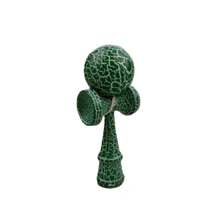 EDAR Professzionális Kendama, fa, 18 cm, repedezett fa design, zöld/fehér színű