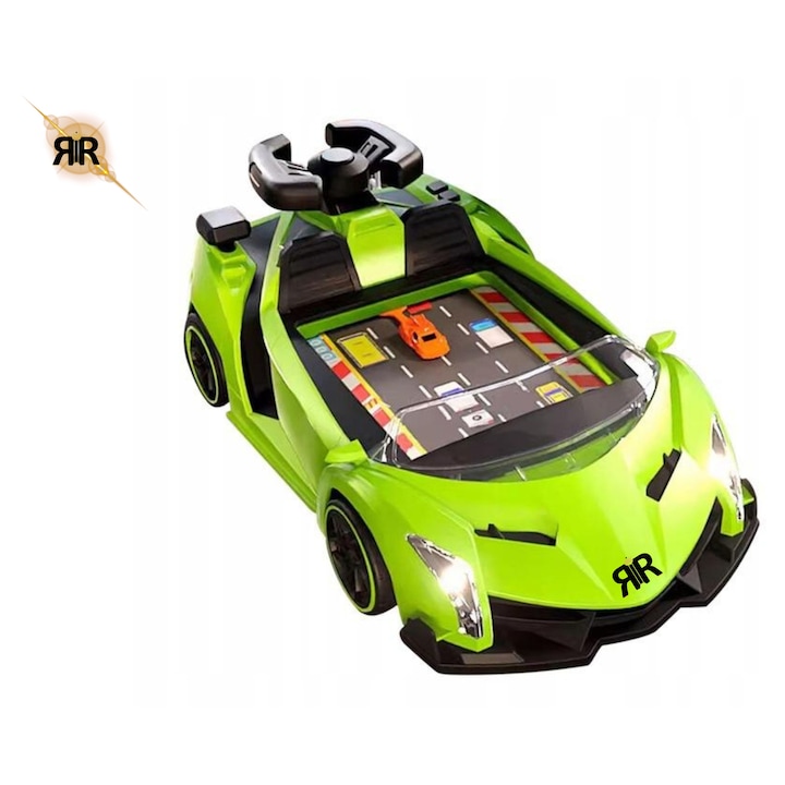 Интерактивна играчка количка Lamborghini от RIR@, състезателен симулатор със светлини, звук и над 100 нива на забавление за деца 2–5 години, USB кабел, зелен