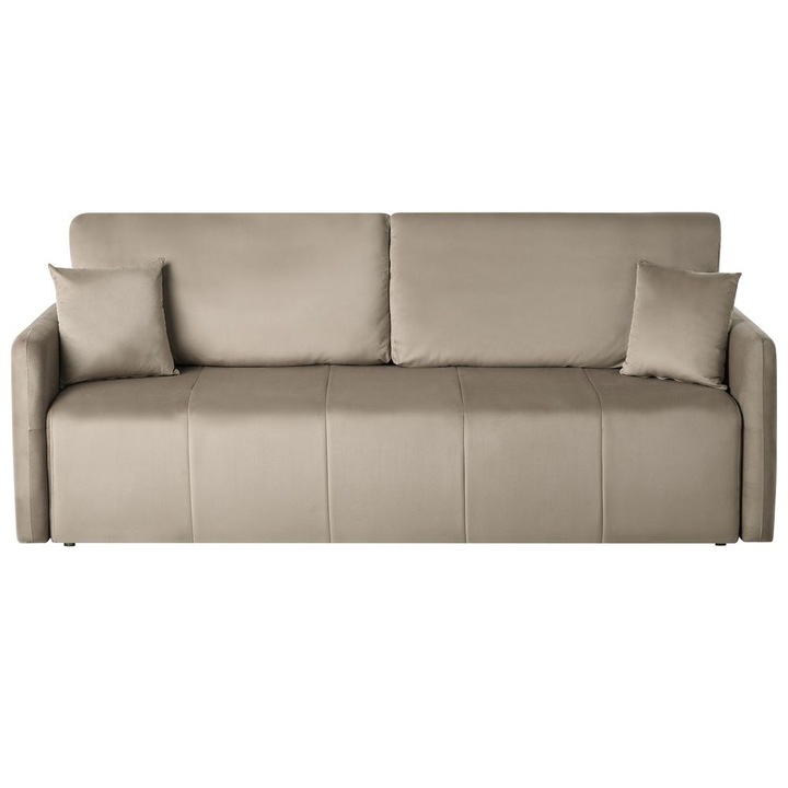 Canapea extensibilă Beliani Egge, 3 locuri, catifea taupe, cu funcție de dormit, dimensiuni 220x93cm