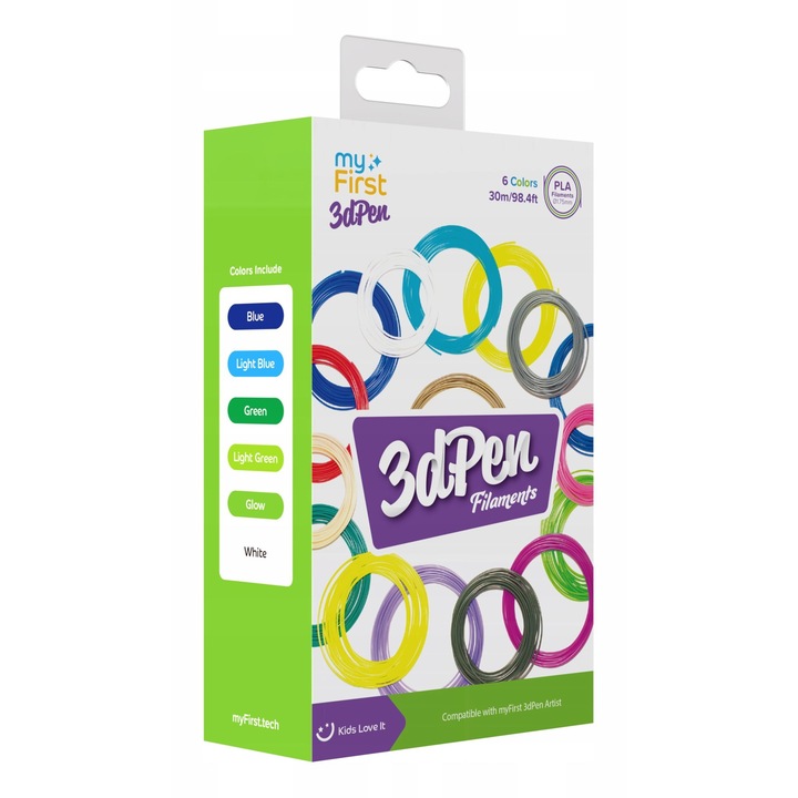 Set de reîncărcare 6x5m pentru stilou 3D My First, culori reci, PLA, 1, 75mm
