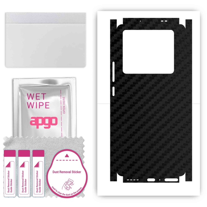 Folie de protectie pentru Infinix Note 40 Pro – apgo Skins, anti-zgarieturi, autocolant pentru spate si laturi Negru de carbon