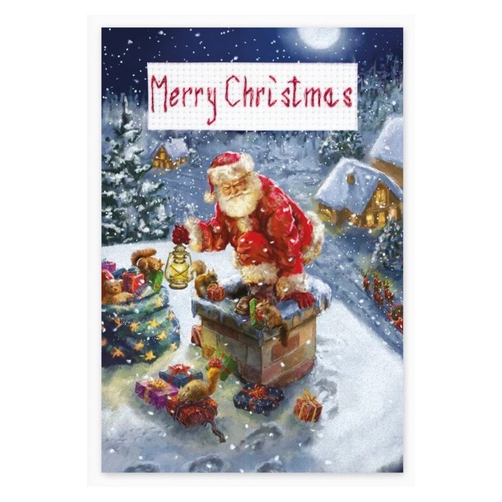 Set de brodat – felicitare Luca-S "Carte postala. Craciun fericit" 10x14 cm