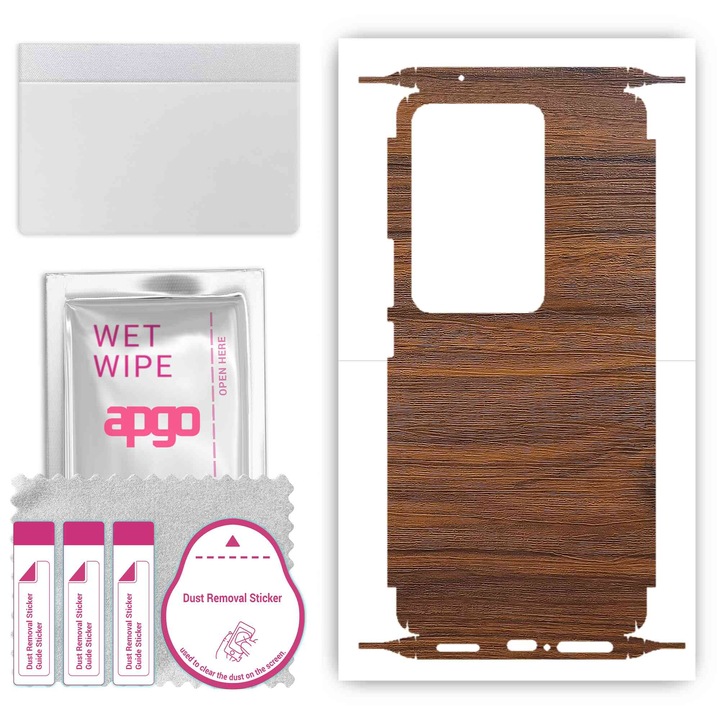 Защитно фолио за Vivo S17 – apgo Skins, против надраскване, стикер за гръб и страни Tigerwood