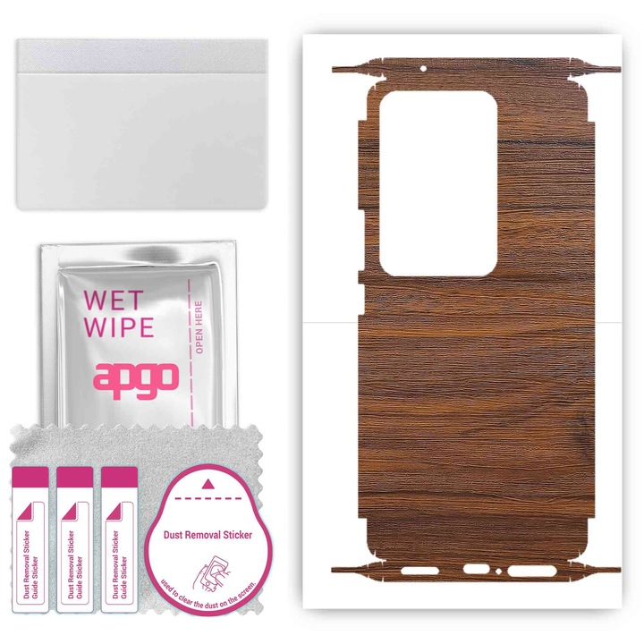 Защитно фолио за Vivo S17 Pro – apgo Skins, против надраскване, стикер за гръб и страни Tigerwood