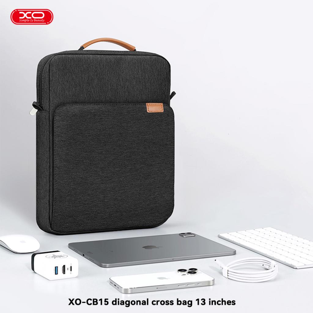 Geantă laptop XO CB15, impermeabilă, neagră, 13", material Oxford, 260x39,4x360mm