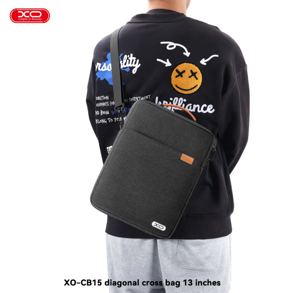 Geantă laptop XO CB15, impermeabilă, neagră, 13", material Oxford, 260x39,4x360mm