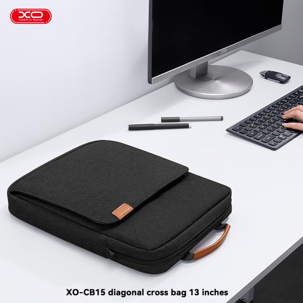 Geantă laptop XO CB15, impermeabilă, neagră, 13", material Oxford, 260x39,4x360mm