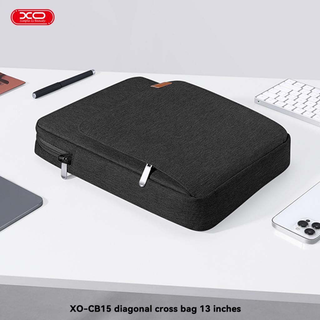 Geantă laptop XO CB15, impermeabilă, neagră, 13", material Oxford, 260x39,4x360mm