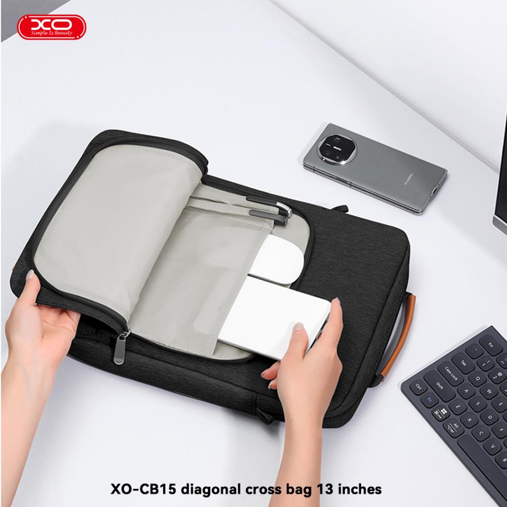 Geantă laptop XO CB15, impermeabilă, neagră, 13", material Oxford, 260x39,4x360mm