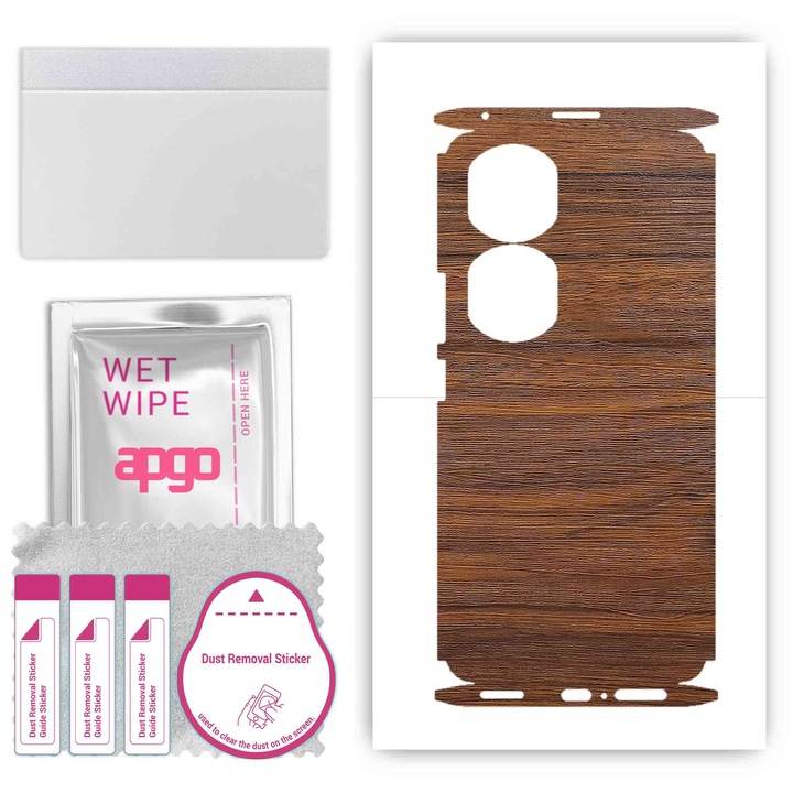 Folie de protectie pentru Honor 90 Pro – apgo Skins, anti-zgarieturi, autocolant pentru spate si laturi Tigerwood