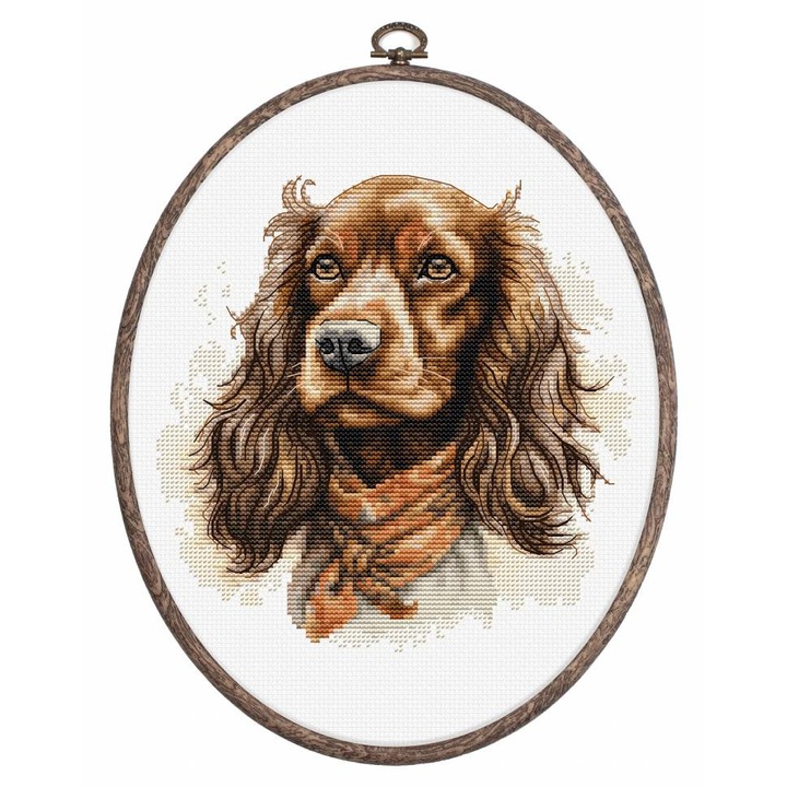 Luca-S keresztszemes hímzőkészlet hímzőkerettel "Cocker spániel" 16x16 cm
