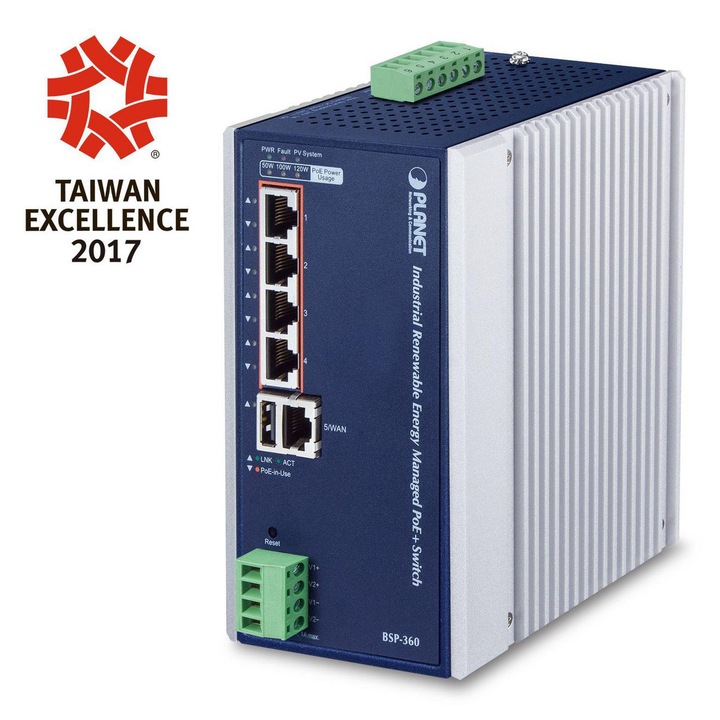 Planet IP30 nem menedzselhető switch, 4 portos, Gigabit, 802.3at PoE+, 10-60°C