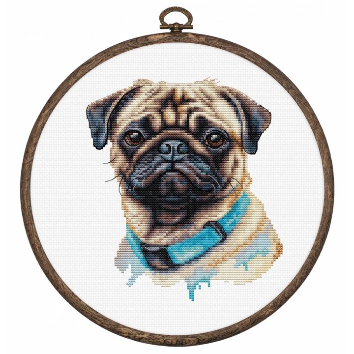 Luca-S "Mopsz" keresztszemes hímzőkészlet hímzőrámmal, 13x15 cm