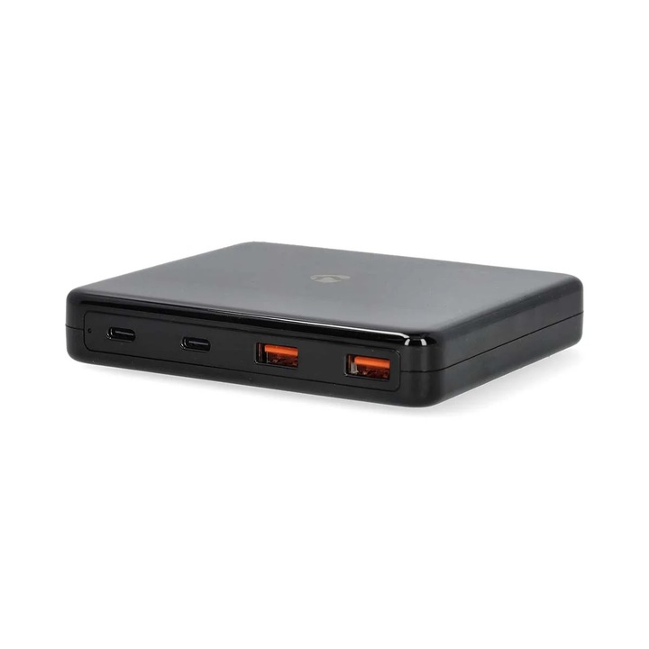 Nedis USB-C asztali töltő, 65W, 4 portos, kompakt, fehér