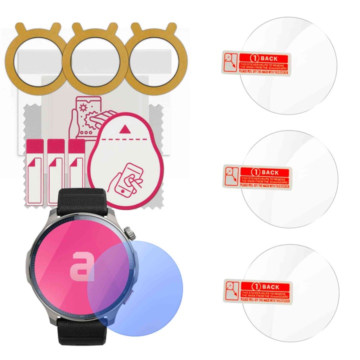 Savvies 6 Pz Pellicola Protettiva Per Huami Amazfit GTR 42 Mm, Trasparente, Anti-graffio - 3