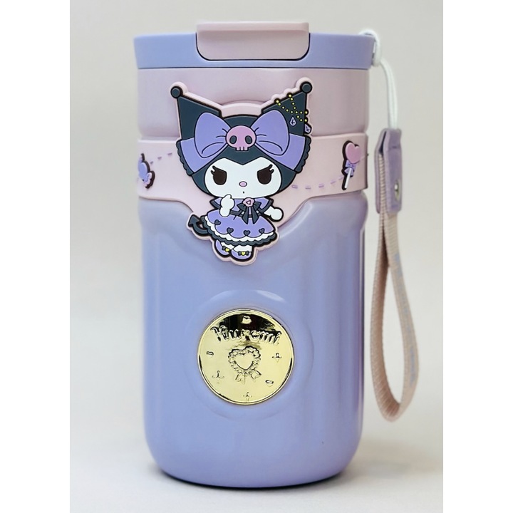 Termos Kuromi, 500 ml, Runxi Life Hall, Izolare Termica, Design Kawaii, Compact si Portabil