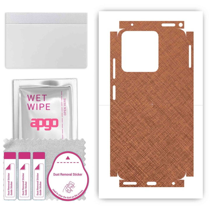 Folie de protectie pentru Xiaomi Redmi Note 12s – apgo Skins, anti-zgarieturi, autocolant pentru spate si laturi Cupru ruginit