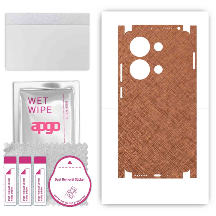 Folie de protectie pentru Xiaomi Redmi Note 13 Pro 4G – apgo Skins, anti-zgarieturi, autocolant pentru spate si laturi Cupru ruginit