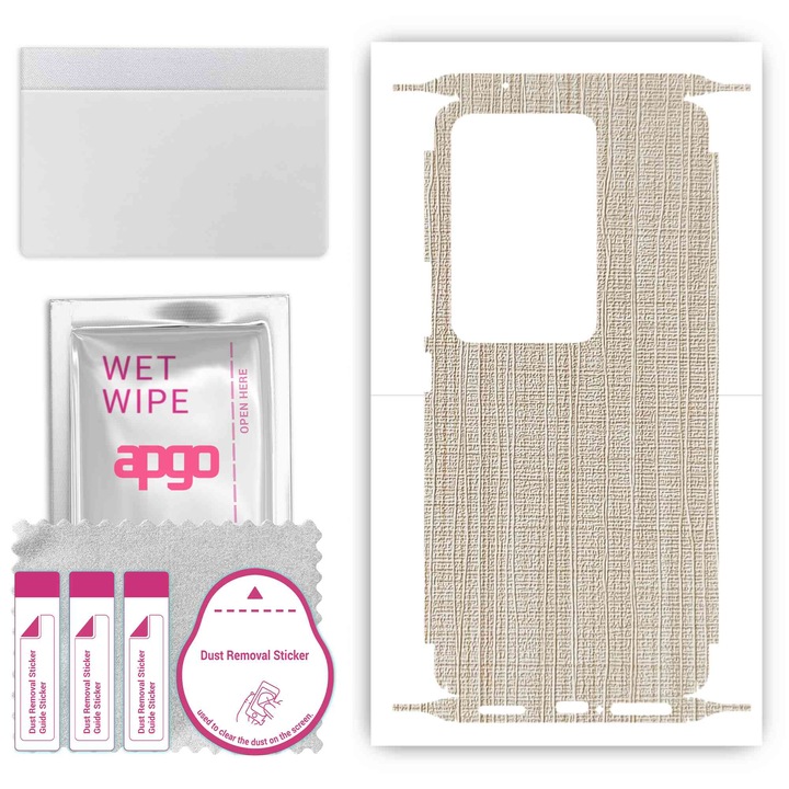 Защитно фолио за Vivo S17 – apgo Skins, против надраскване, стикер за гръб и страни, бял плат