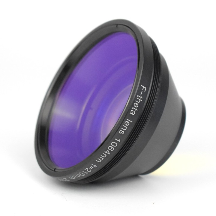 F-Theta леща за фибро лазер F163 – работно поле 100×100 mm, оптична фокусираща леща за лазерна гравираща машина, висока прецизност