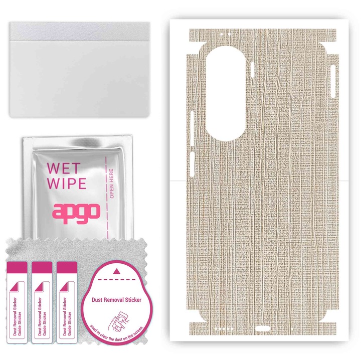 Folie de protectie pentru Honor 90 Lite – apgo Skins, anti-zgarieturi, autocolant pentru spate si laturi Fabric alb