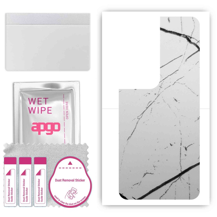 Folie de protectie pentru Honor 90 Smart – apgo Skins, anti-zgarieturi, autocolant pentru spatele Marmura alba