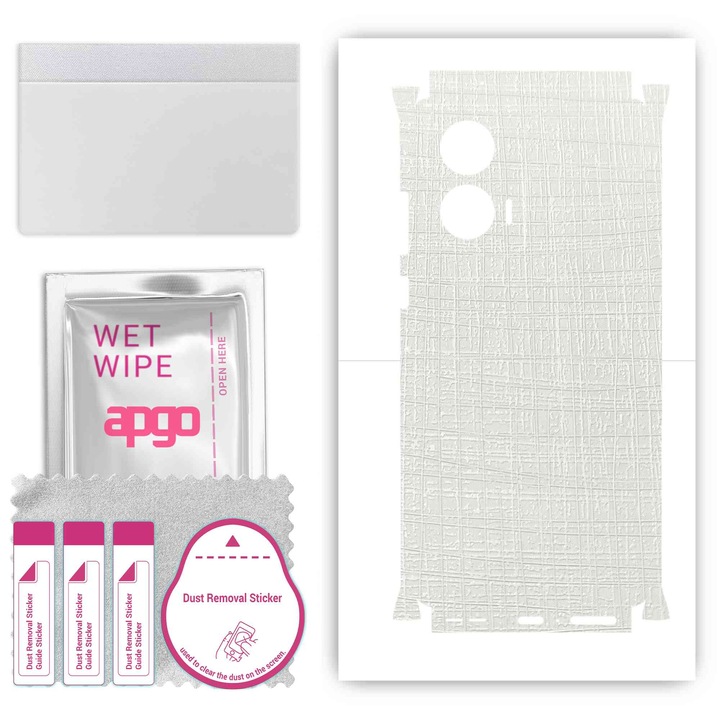 Folie Protectoare pentru Motorola Edge 50 Fusion, apgo Skins, Anti zgarieturi, autocolant pentru spate+laturi Fabric alb