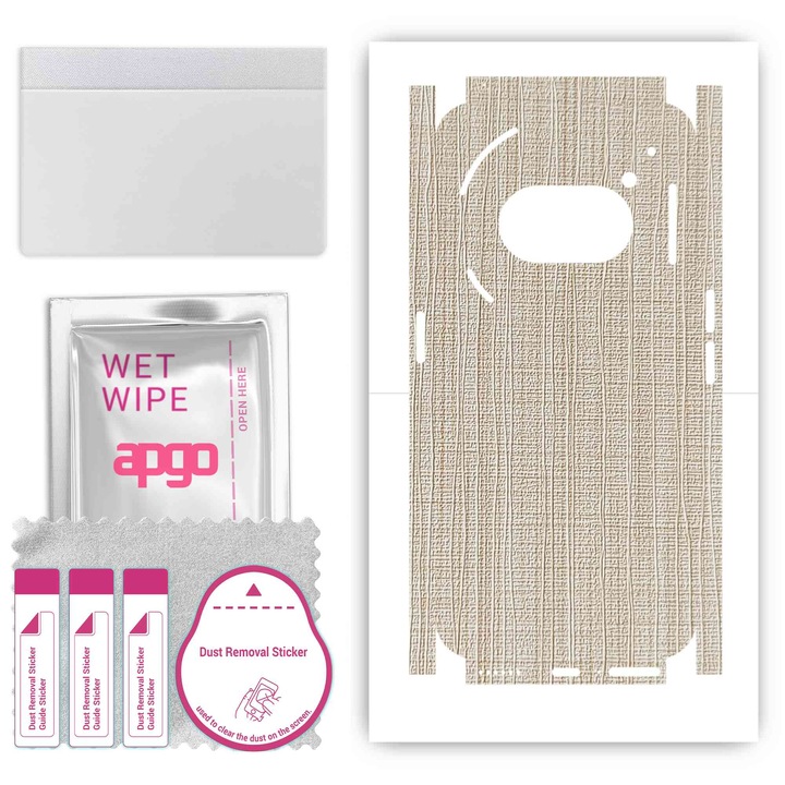 Folie de protectie pentru Nothing Phone (2a) Plus – apgo Skins, anti-zgarieturi, autocolant pentru spate si laturi Fabric alb