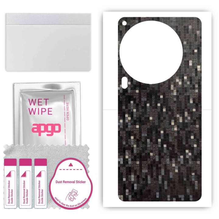 Folie de protectie pentru Tecno Camon 30 Premier 5G – apgo Skins, anti-zgarieturi, autocolant pentru spatele Pixel negru de carbon