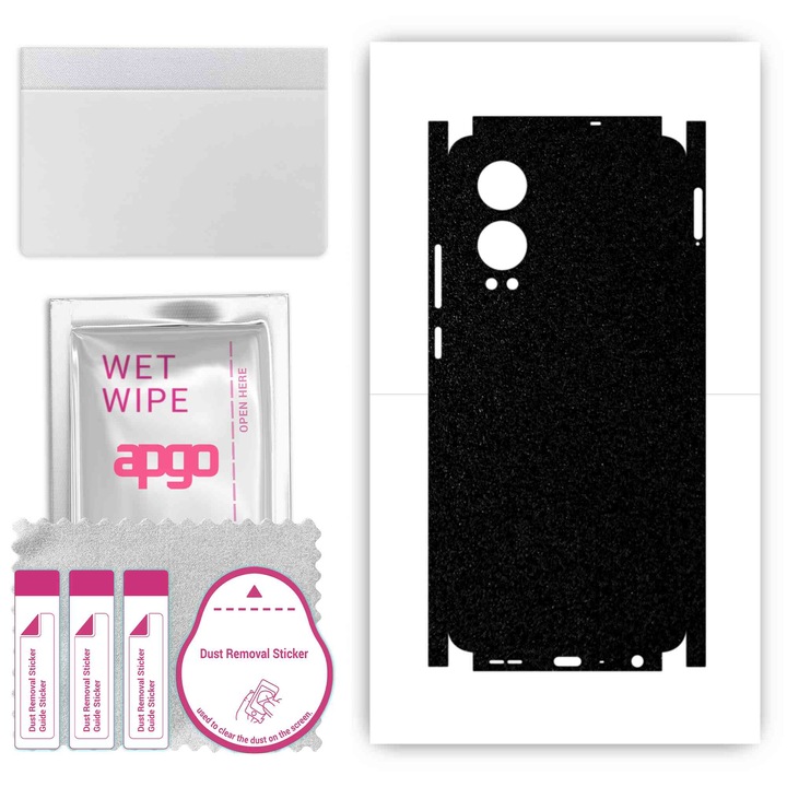 Védőfólia OnePlus Nord CE4 Lite 5G-hez – apgo Skins, karcmentes, hátlapra és oldalakra való matrica, matt fekete