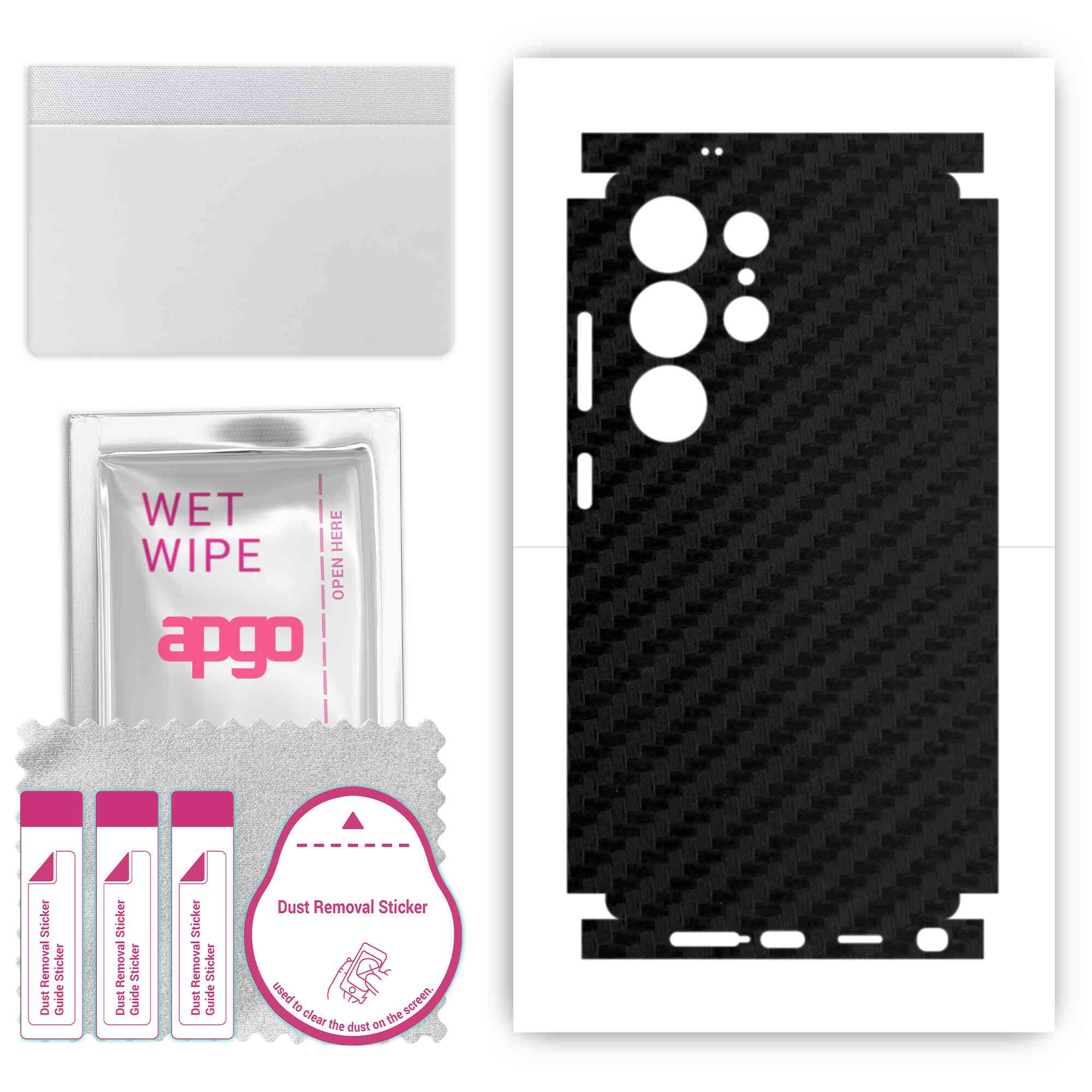 Folie de protectie pentru Samsung Galaxy S25 Ultra – apgo Skins, anti-zgarieturi, autocolant pentru spate si laturi Negru de carbon