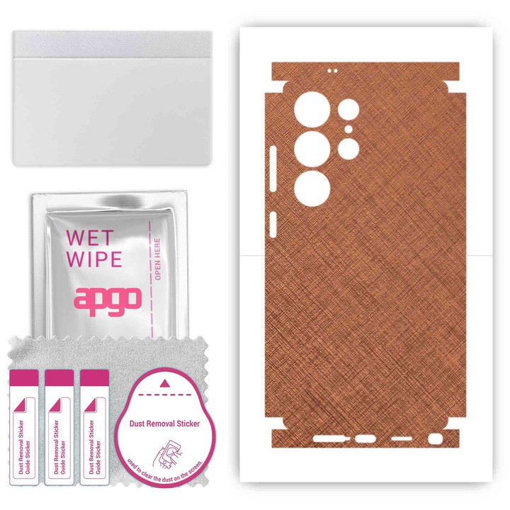 Folie de protectie pentru Samsung Galaxy S25 Ultra – apgo Skins, anti-zgarieturi, autocolant pentru spate si laturi Cupru ruginit